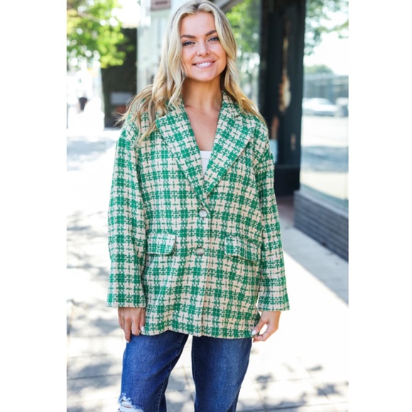 Entro Green and White Plaid Blazer - Picture 3 of 9